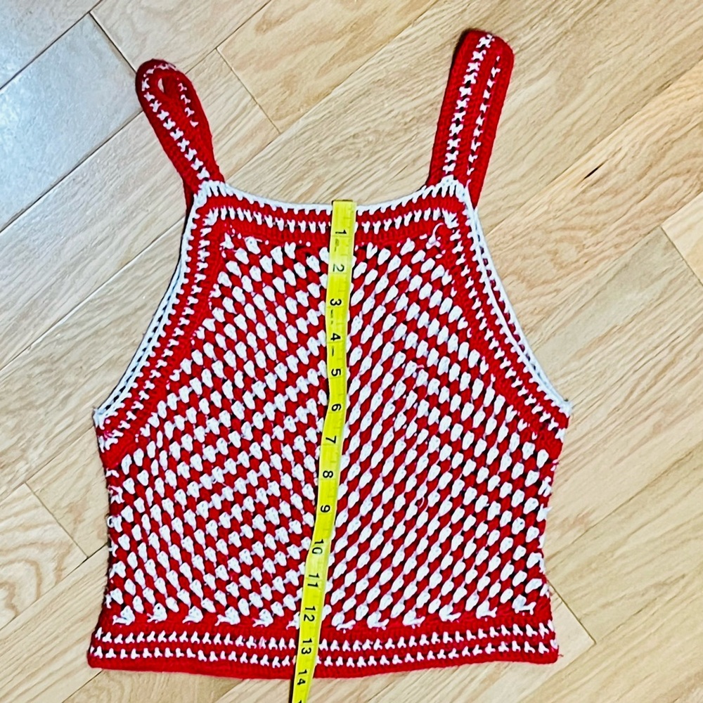 Red and White Crochet Halter Top size small